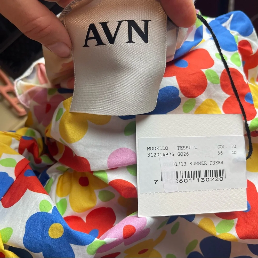 NWT AVN Italy Women's 4 US (IT 40) One Shoulder Retro Floral Maxi Dress - Picture 3 of 4